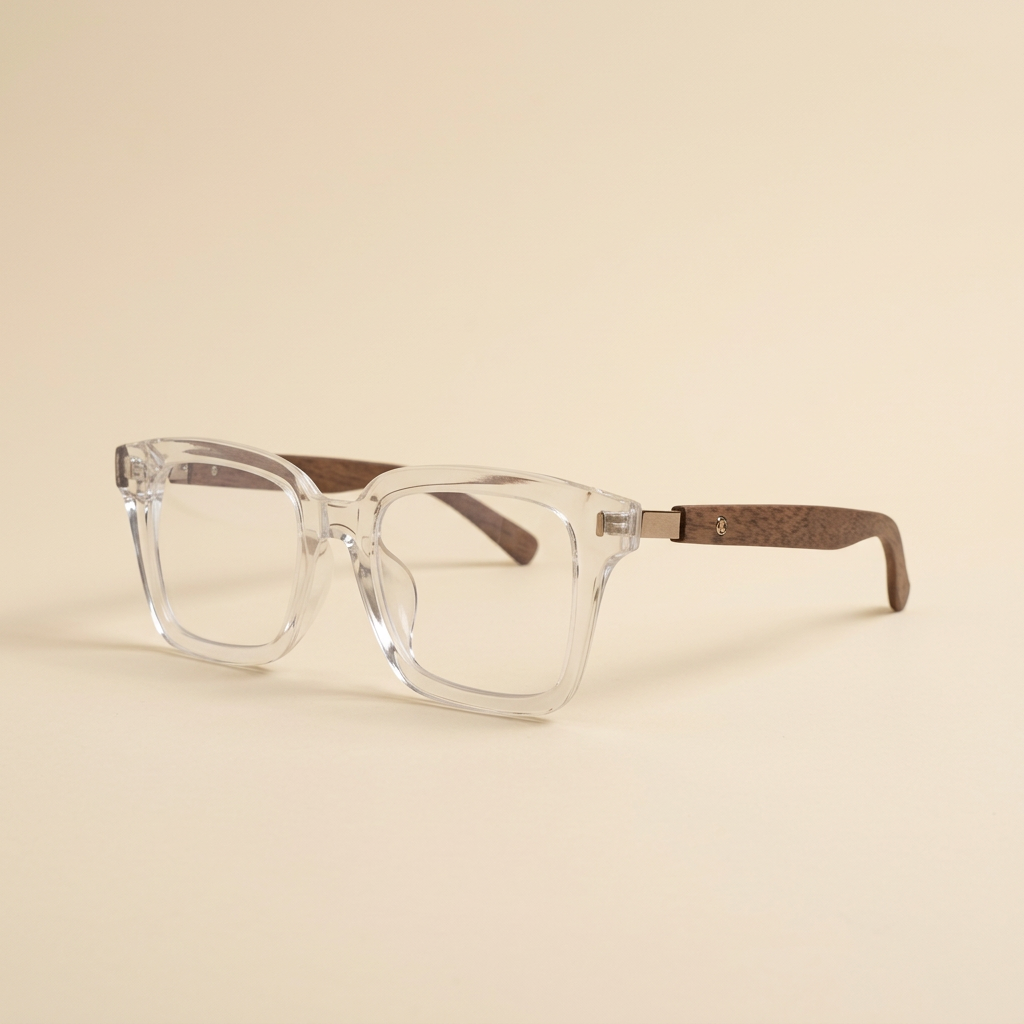 Crystal — Clear Crystal / Walnut, side view